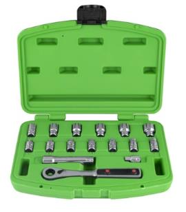 Ključevi nasadni sa prihvatom na 1/4 sa prolaznom ručicom u kutiji plastičnoj 17/1 JBM